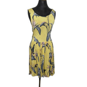 LASCANA Yellow Floral Fit & Flare Dress Size 10 Viscose Sleeveless